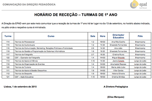 Receção aos novos alunos